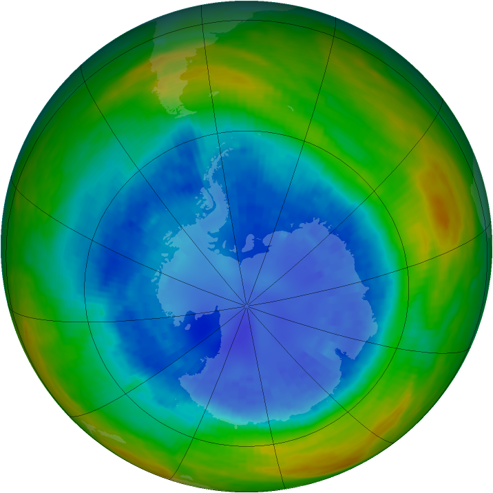 Antarctic ozone map for 04 September 1989